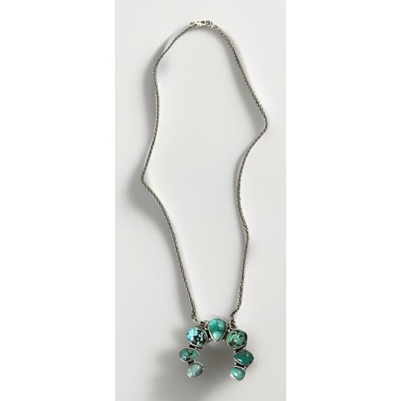 Native American Navajo Handmade Sterling Silver Turquoise Naja Necklace 21” NEW - Picture 6 of 16